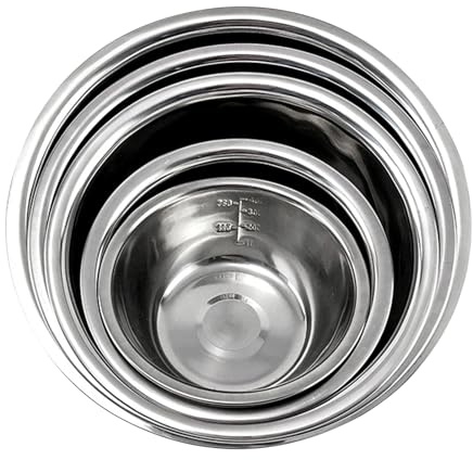 Set di ciotole per mescolare in acciaio , set di 5 pezzi per la preparazione dei pasti, ciotole rotonde, impilabili, contenitore per lavare frutta e verdura, per hotel, ristorante, residenza