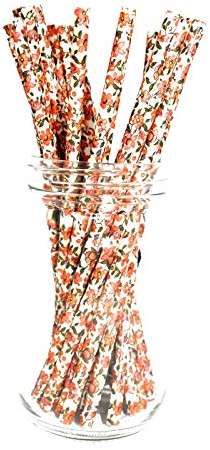 MANY STYLES AVAILABLE Paper Drinking Straws [Pack of 25] Striped, Polka Dot (Dotted) or Chevron perfect for Birthday Parties, Weddings, Christmas Decorations MANY STYLES AVAILABLE Paper Drinking Straws [Pack of 25] Striped, Polka Dot (Dotted) or Chevron perfect for Birthday Parties, Weddings, Christmas Decorations by Picture Perfect Party ® (Floral)