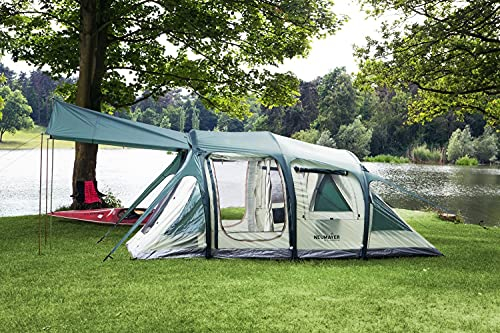 NEUMAYER Model Discovery II - Aufblasbares Familienzelt - Lichtdurchflutetes 2-4 Personen Tunnelzelt - 4,8 m x 2,8 m - 13,44 qm Bodenplane - Vestibule 1,95 m Stehhöhe - Wasserabweisend mit Silikon behandelt