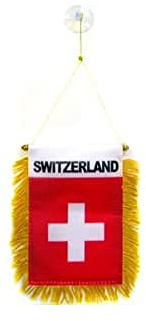 AZ FLAG Drapeau de Voiture Suisse 15x10 cm Polyester 100D Ventouse | Usage extérieur Drapeau pour voiture helvétique Schweiz finition cousue résistante à l’extérieur