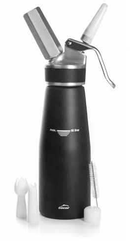 LACOR 68605 Sahnebereiter, 1 L, Aluminium, schwarz, 11 x 11 x 35 cm | Langlebiges Profi-Utensil; entwickelt für optimale Leistung und schnelle, unkomplizierte Reinigung in der Spülmaschine