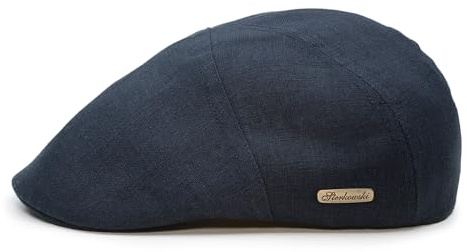 Sterkowski Modell Ivy Five| 100% Naturleinen Schiebermütze für Herren und Frauen | Schirm Irisch Gatsby Flat Sonnenschutz Flachkappe Atmungsaktive Style Elegante Trendige Freizeitkappe Marineblau 54