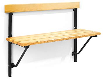 Certeo | Klappbare Wandbank | Feste Länge 1200 MM | mit Holzauflage