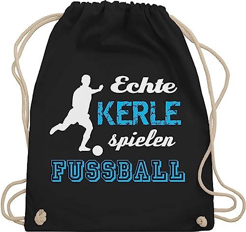 Turnbeutel Rucksack - WM 2026 - Echte Kerle spielen Fußball - Unisize - Schwarz - fußball-rucksack fussball für fussballer stoffbeutel fussballrucksack fußballer sprüch beutel fussballtasche