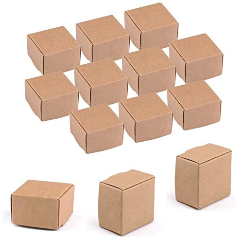 SdootJewelry Små presentaskar 100-pack, kraftpresentlådor bulk 3,5 x 3,5 x 2,5 x 2,98 cm, ringlådor bulk, små kartonglådor för smyckesförpackning, brun