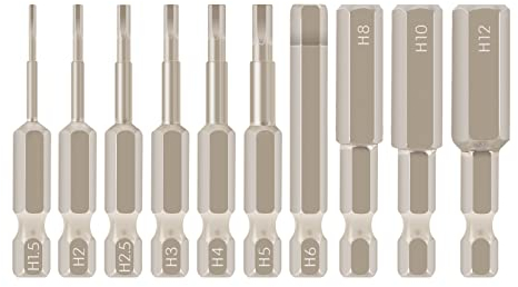 10PCS Allen Key Drill Bit Set Screwdriver Set 50mm/2 inch Long Metric H1.5-H12 Magnetic 1/4 Inch Hex Shank