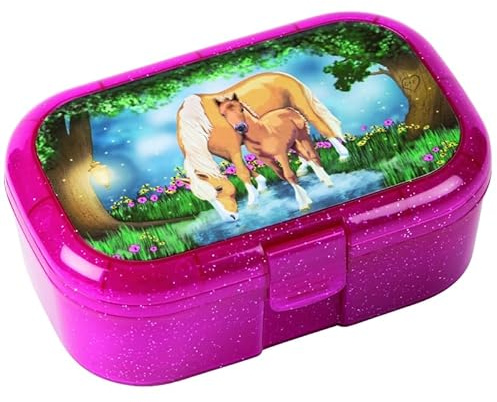 Lutz Mauder 10661 TapirElla Glitzer‑Lunchbox Pferdezauber Brotdose Kinder Trennfach herausnehmbar Schule Kindergarten Pferdemotiv Mädchen