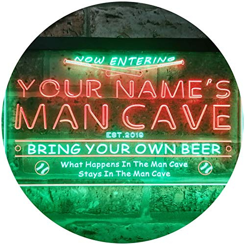 ADVPRO Personalized Your Name Est Year Theme Baseball Man Cave Sport Bar Dual Color LED Barlicht Neonlicht Lichtwerbung Neon Sign Grün & Rot 300 x 210mm st6s32-qb1-tm-gr