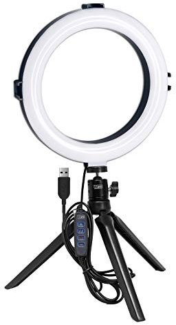 Vidpro RL-8 8 Inch LED Ring Light Kit with Mini Tripod and Ball Head. USB Powered for Portraits, Makeup, Modelling, Vloggers, Macro Photos and YouTube. Variable Color Temperature 2800K 4500K 6500K