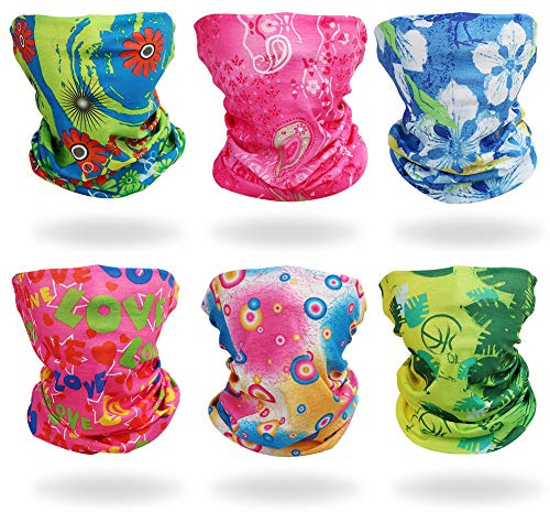 GUIFIER 6 Pack Magic Wide Tube Face Mask,Neck Gaiter, Headwear, Sports Scarf, Boho Bandana, Balaclava, Headband for Women and Men