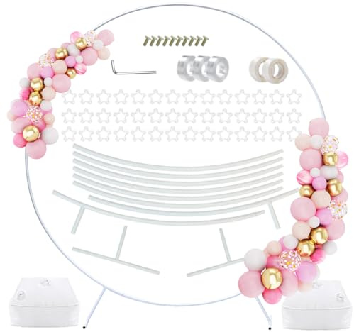 PILIN Ballonbogen Kit Metall Ballonbogen Stand Halbkreisbogen für Geburtstag, Party, Hochzeit Dekoration 2.2M WEISS