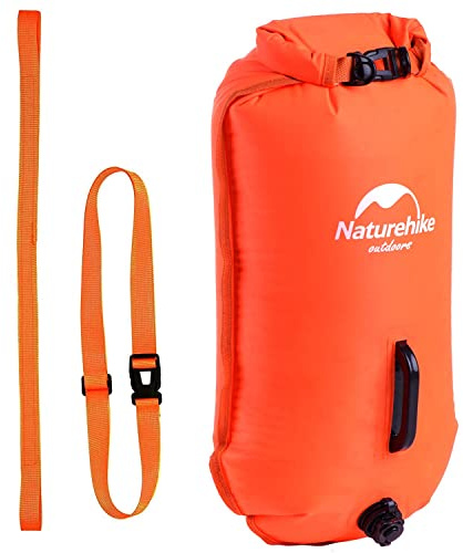 Naturehike Bouée de Nage Eau Libre,Sac de Nage 18L,Bouée de Natation avec Ceinture Ajustable, Entraînement en Toute Sécurité,pour Les Triathlètes,Les Kayakistes,Imperméables pour Activités