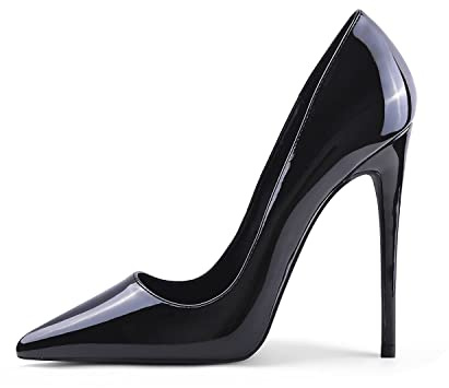Zhabtuc Damen Pumps Sexy Klassische High Heels Spitze Stiletto Damenschuhe Prom Party Hochzeit Pendler Damen Heels Pumps 12CM Alles Schwarz 37 EU(7 US)