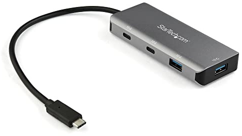 StarTech.com Hub USB C de 4 Puertos - 2X USB A y 2X USB C - Concentrador USB Tipo C 3.1 SuperSpeed de 10 Gbps Alimentado por el Bus USB - Ladrón USB C con Cable de 25cm (HB31C2A2CB)