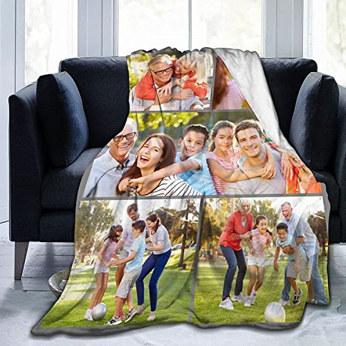 UOOYAA Fotodecke mit Eigenem Fotos und Namen, Personalisierte Fotodecke, Kuscheldecken Flauschige Extra Weich Wohndecke Flanell Couchdecke für Freunde Familie Geburtstag Weihnachten