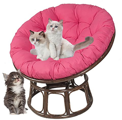 SRHWBF Papasan Kissen Sitzkissen Im Freien Hängesessel Kissen Krabbeldecke Für Rattan Hängeschaukel Ei Hängesessel für Drehsessel Korbsessel Balkonstuhl (NUR Kissen) (Rose Red Ø120cm/47.2 in)