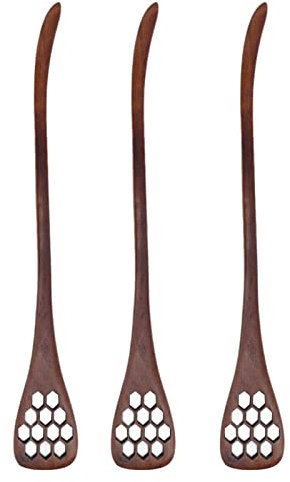 3 cucchiaini per miele, cucchiai di miele in legno cucchiai per mescolare, mescolare, degustare(Marrone)