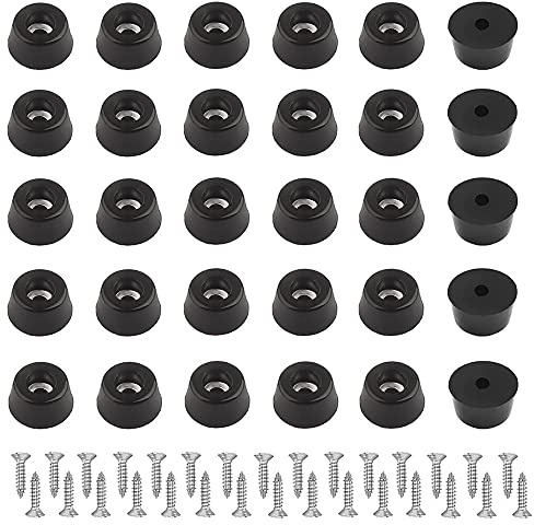 30 Pieces Small Round Rubber Feet Rubber Bumper Feet with Matching Screws Cutting Board Rubber Feet for Cabinet Desk Tables Chairs Couches Electronics and Appliances(22 * 18 * 10mm)