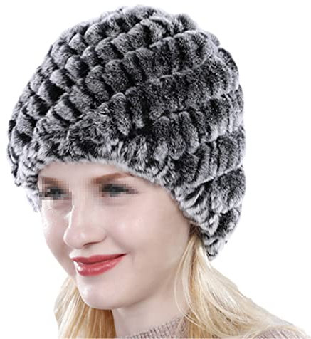 keusyoi Damen Winter Strickmütze Fellmütze Flauschige Fellmützen Damen Elastische Fellmützen