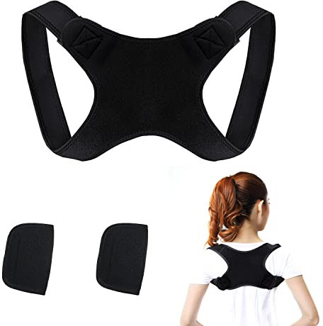 PFLYPF Correttore per la schiena, con 1 paio di imbottiture per le spalle, postura corretta, ortesi posturale, cintura di supporto per la schiena regolabile, allenamento dritto, unisex