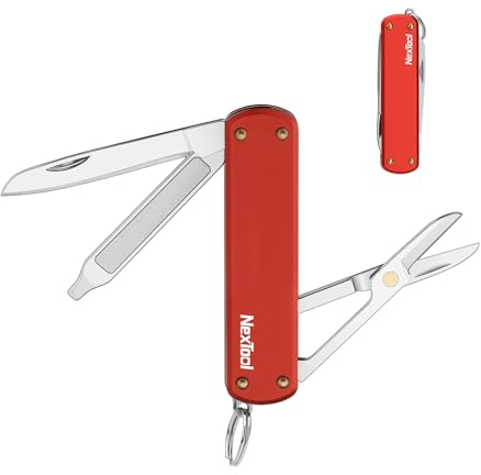 Nextool Coltello Tascabile Multiuso,Coltello Pieghevole In Acciaio Inossidabile,Coltello Tascabile Con Forbici,Mini Coltello Tascabile,Portachiavi (Rosso)