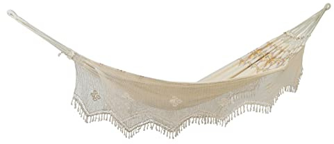 AMAZONAS Rio Boho XXL - traditionelle handgemacht brasilianische Hängematte aus 100% Baumwolle, 200 kg Belastbarkeit, 250 x 160 cm Liegefläche für Balkon Terasse Garten