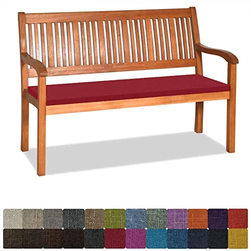 Orumrud Bankauflage Stuhlkissen Bankkissen mit Krawatte Waschbar,110x45x3cm，2 3 4-Sitzer Sitzkissen rutschfeste Auflage für Gartenbank,Küche,Terrasse Innen und Außenbereich，rot,Dicker Leinenstoff