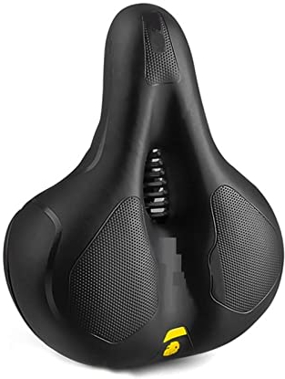 MBROS Fit für hohlen, atmungsaktiven Fahrradsattel, Herren und Damen, MTB, Rennrad-Sattel, stoßdämpfend, bequem, großer Hintern, Sicherheitswarnung (Farbe: Frühling – Gelb)