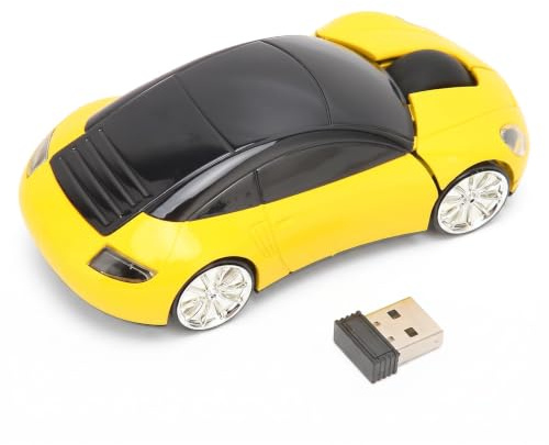 Bewinner Kabellose Automaus, Smart Connection Ergonomische Optische Gaming-Maus, 3D-Sportwagen-Styling-Computermaus mit USB-Empfänger für/Vista/OS X