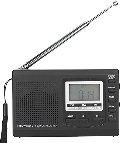 Portable Radio, HRD‑310 Mini Stereo Radio FM/MW/SW Receiver with Digital .5mm Headphones, FM Stereo Radio with In-Ear Headphones and Lanyard
