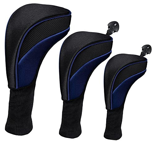 Yuemsh Ensemble de TêTes de Club de Golf Housse de Club en Bois Tissu en Respirante 1/3/5/ Cap Cover Cap Set Golf Parts