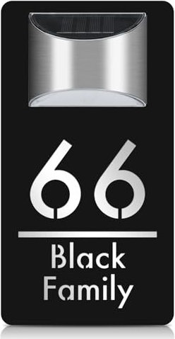 Targa per porta moderna, con numeri civici 3D illuminata a LED, per esterni, con illuminazione a LED, per cortile, personalizzabile (15 x 29 cm, nero argento)