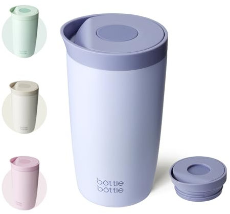 Bottle Bottle Insulated Travel Mug 350ml Stainless Steel Office Coffee Cup with Push Button Lid Keeps Cold and Hot for 8 Hours (Blue)