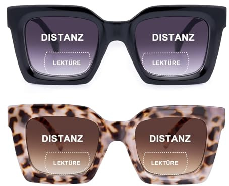 SKYWAY 2er-Pack Bifokale Lesesonnenbrillen für Damen Herren, Klassische Retro Bifokale Sonnenbrille mit Federscharnieren, UV400 Schutz +2.5, Schwarz+Heller Schildpatt