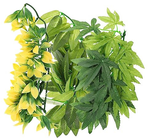 SEWOART Ensemble De 3 Décorations Artificielles pour Reptiles Feuilles Artificielles pour Aquarium Et Réservoirs De Reptiles