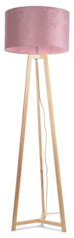 ValueLights | Natural Wood Tripod Floor Lamp with Blush Pink Velvet Drum Lampshade Living Room Light | Floor Lamps, Home Décor & Improvement Essential