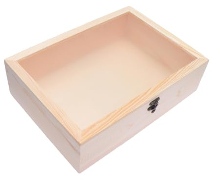 Zerodeko Geschenkbox aus Holz mit Sichtfenster Selbstgemacht Aufbewahrungsbox für Ewige Blumen Rechteckige Holzkiste zum Basteln und Präsentieren Geschenkidee für Zuhause und Home Office