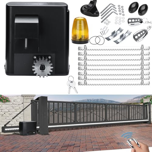 Izrielar 280W Flügeltorantrieb Automatischer Schiebetorantrieb Toröffner mit 2 Fernbedienungen max. Torgewicht 600kg oder 12M Schiebetor garagentorantrieb