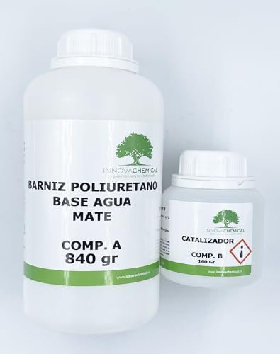 Barniz Poliuretano Mate de 2 Componentes, Base Agua (Transparente, 1 Kg)