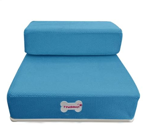 Haustiertreppe für kleine Hunde – Hundetreppe für Bett | Treppen und Stufen für Hunde | 3-stufige Hunderampe für Sofa mit hochdichtem Schaumstoff und abnehmbarem Bezug | waschbare Gitterstufen mit