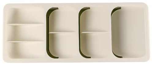 Ieron Vassoio portaposate da Cucina, Organizer espandibile per cassetti portacoltelli e forchette, Contenitore Multiuso per Posate per cassetti da Cucina Che Contiene Posate (Bianco)