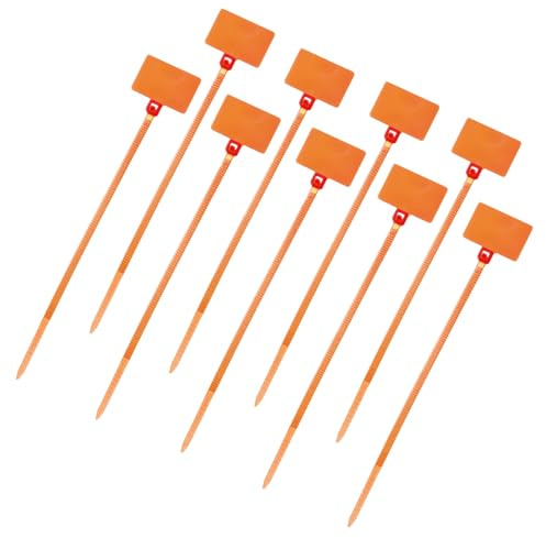 sourcing map 100 Pcs Cable Label Marker Tags, Nylon Cable Zip Tie Tags 4.3 Inch Writable Self-Locking Wire Labels Zip Ties for Organization Marking, Orange