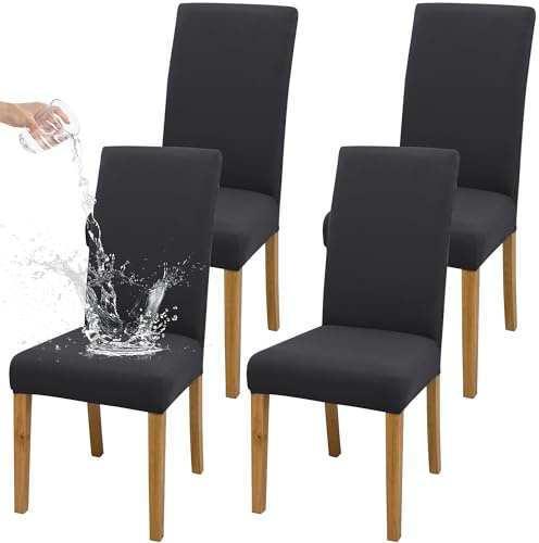 Stuhlhussen Stretch Stuhlbezug Set 4 Stück, elastische abnehmbare waschbare Stuhlhusse für Esszimmerstuhl, Schwingstuhl, Schaukelstuhl, Küche, Wohnzimmer, Büro, Hotel, Restaurant, Bankett