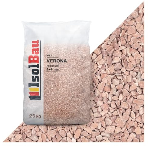 Isolbau - Zierkies 25 kg - Marmorkies 1-4 mm - Deko-Steine für Garten, Steinteppich, Aquariumkies, Ziersplitt Natursteine Gartenkies Wegkies Teichkies für Innen und Außen - Rosso Verona