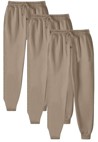 Pantaloni da jogging da donna con risvolto alla caviglia, pantaloni della tuta elasticizzati a vita alta, da donna, tinta unita, con coulisse, per escursionismo, jogging, pantaloni larghi con tasche