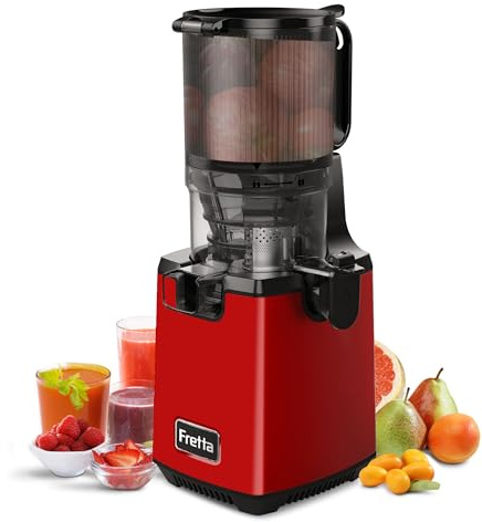 Fretta Cold Press Juicer with 135mm Wide Feed Chute,Slow Masticating Juicer Machines for Whole Fruits & Vegetables,1.8L Large Hopper,250W Quiet Motor,BPA-Free,Easy to Clean