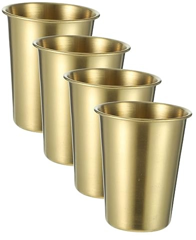 POPETPOP Lot De 4 Gobelets En Acier Inoxydable 304, 500 Ml, Sans Revêtement Ni Peinture, Tasses Réutilisables Polyvalentes Pour Boissons Froides Et Chaudes à Domicile Bar
