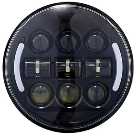 Vdifsvb Motociclo Faro Faro Per Moto LED Rotondo, Proiettore Abbagliante E Anabbagliante Con Luce Di Direzione DRL, 1 Pezzo
