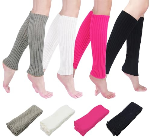 MIPIACE 4 Paia Scaldamuscoli Invernali Alla Moda 40 x 8 cm Caldi Scaldamuscoli da Donna Morbidi Elastici Scaldamuscolis Stivale Manicotti per l'inverno Quando per Ragazze Donne Moda di Tutti i Giorni