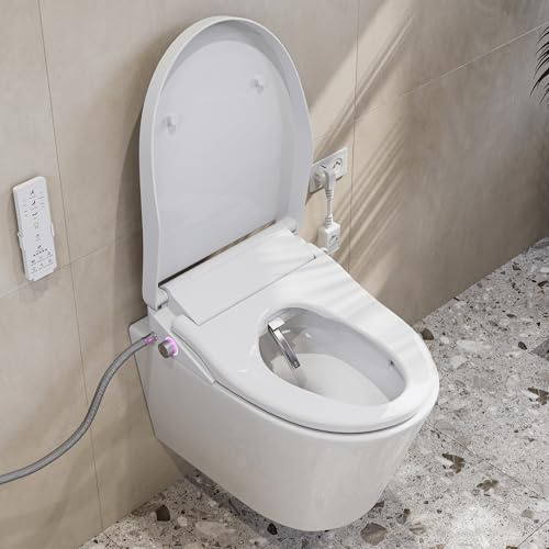 HOROW Smart Bidet Toilet Seat - Instant Warm Water - Silver-Ion Nozzle - Powerful Deodorization - Heated Seat & Warm Air Dryer - Dual Control (Remote & Knob) - LED Night Light